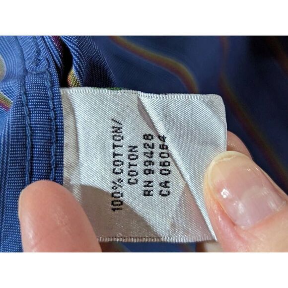 Bugatchi Men's Blue & Yellow Striped Long Sleeve Button Down Shirt Size 2XL - Picture 8 of 9